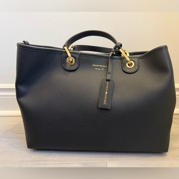 Emporia Armani Black Leather Tote Bag - Picture 4 of 6